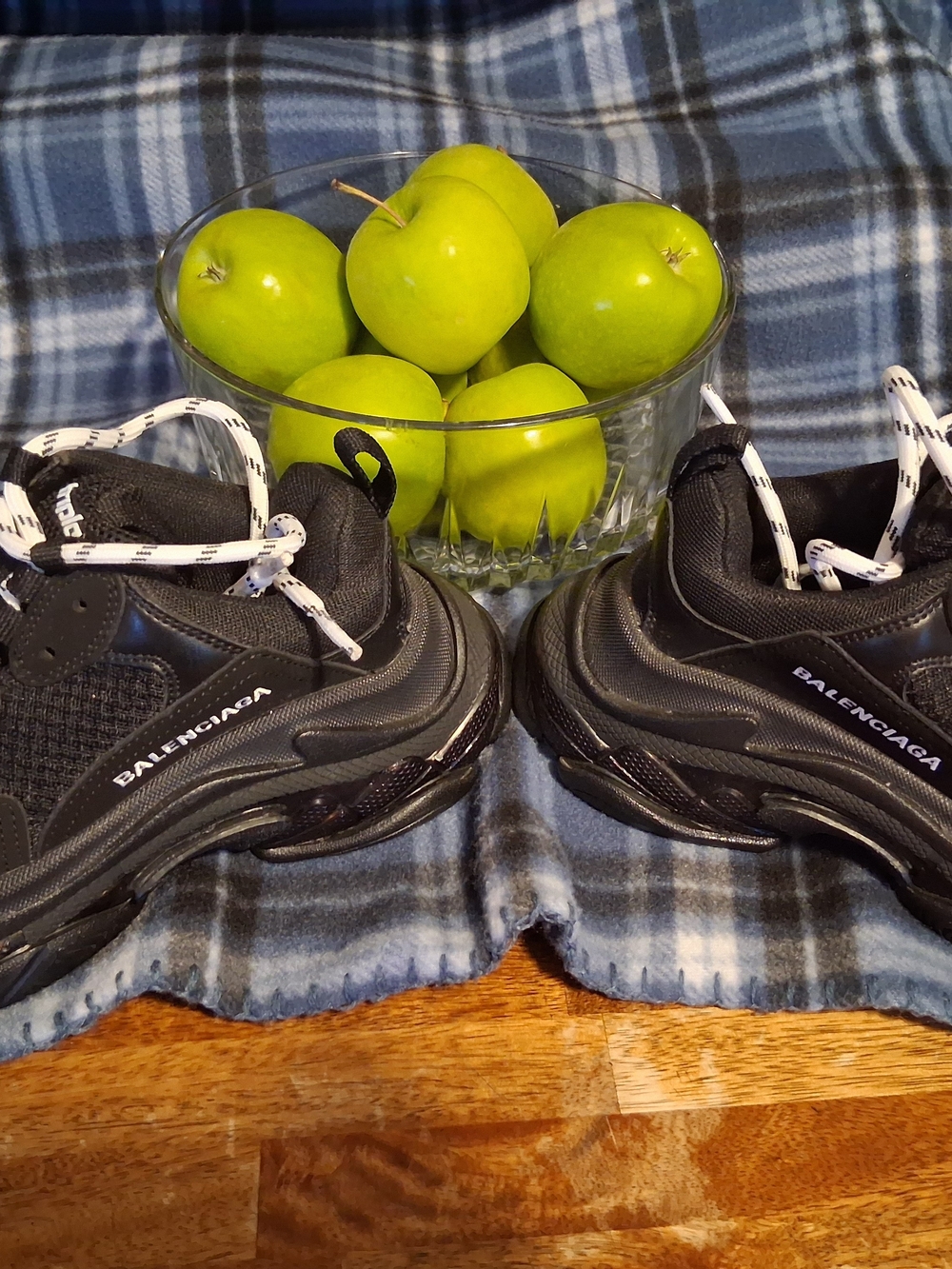 Balenciaga Black Chunky Lace-Up Sneakers with White Laces